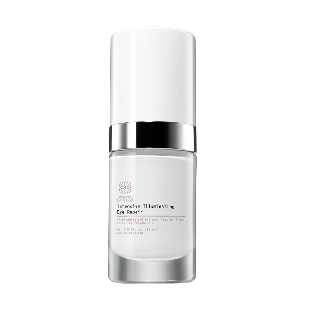 A product package with a white tube containing  Intensive Illuminating Eye Repair .