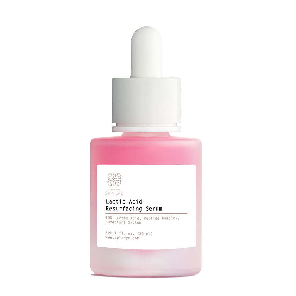 The image shows a bottle of Lactic Acid Serum with a dropper, placed against a white background.